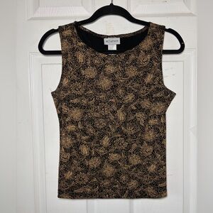 Metaphor Black‎ and Sparkling Gold Paisley Tank Top M